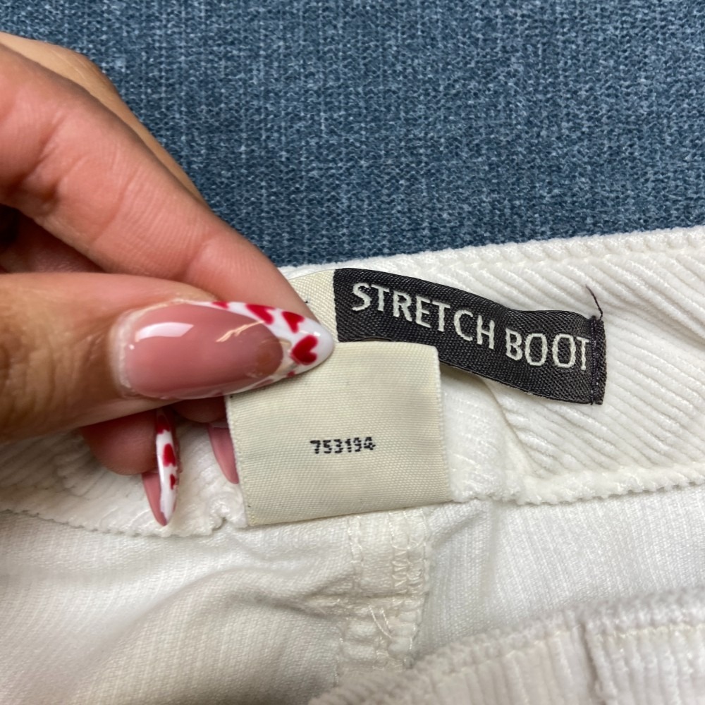 St. John's Bay Stretch Bootcut Corduroy Pants Womens 4 White Cotton Mid Rise - Picture 11 of 16